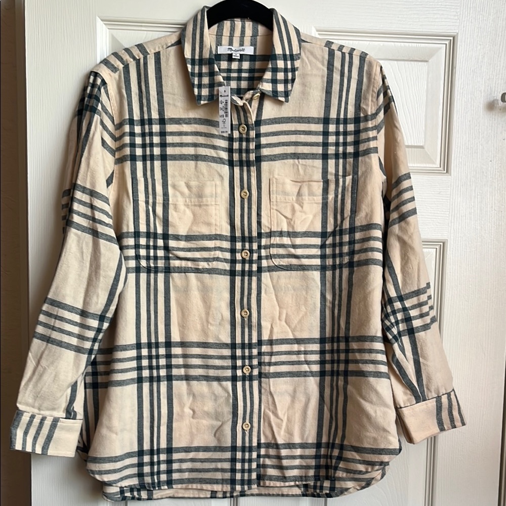 NWT Madewell Oversized Ex-Boyfriend Swing Shirt in Windowpane